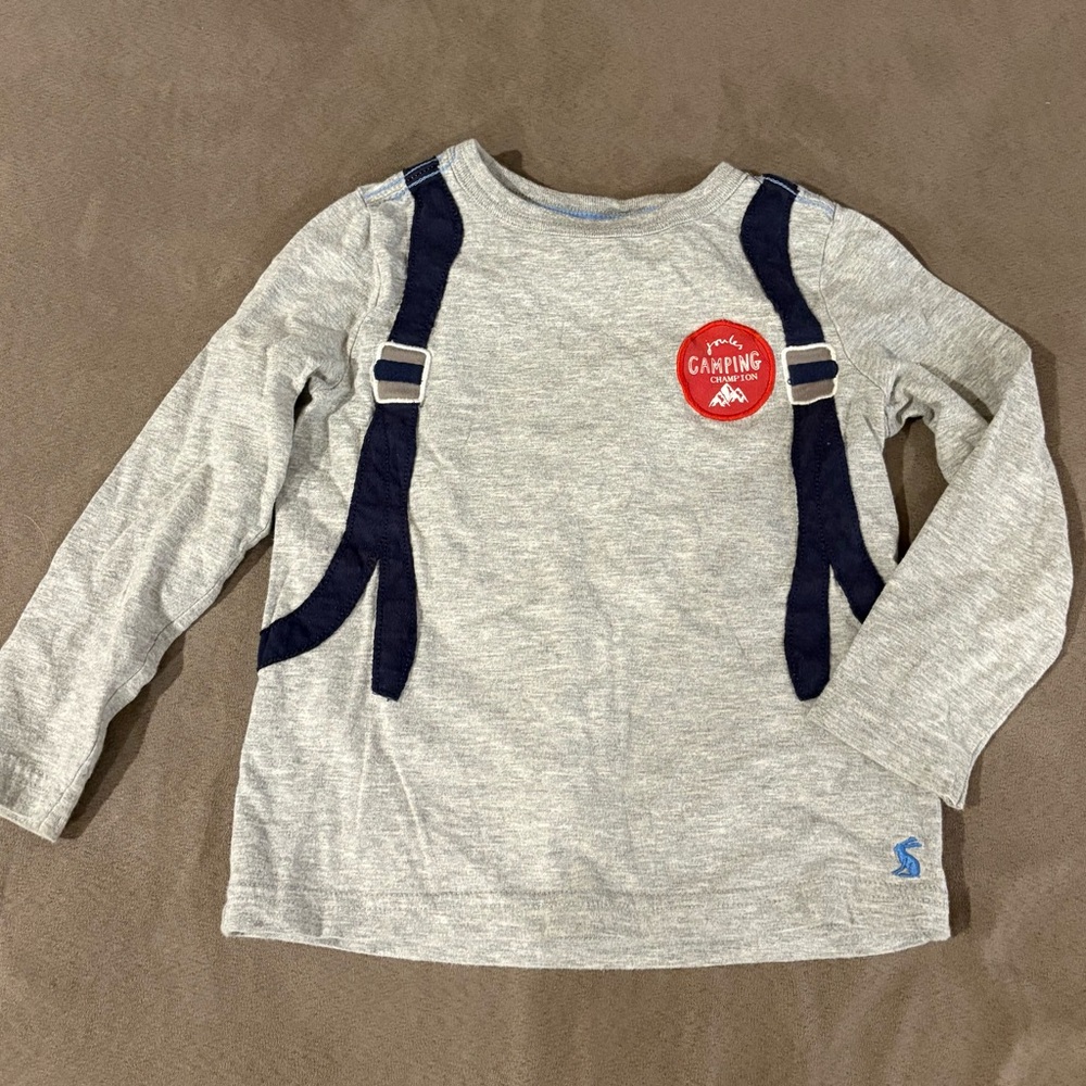 Joules Long Sleeve Camping Adventure Backpack Appliqué Shirt Boys‎ Size 4